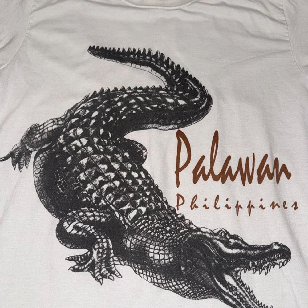 Vintage Palawan Philippines Crocodile Single Stitch Graphic T-Shirt Size XL